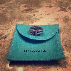 Tiffany & Co. sterling silver & diamond mesh ring